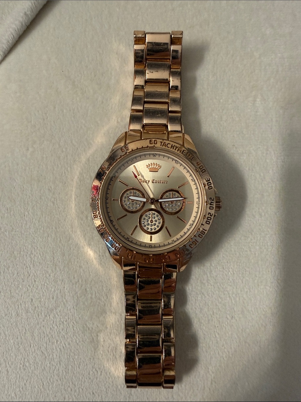Juicy Couture Rose Gold Stainless Bracelet Watch with Crystal Accents